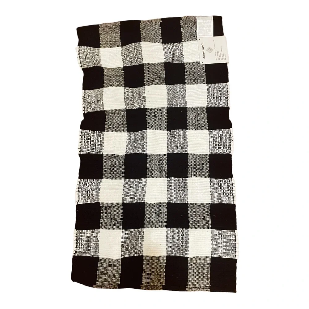 Global Goods 27x45” Buffalo Check Plaid Farmhouse Decorative Layering Rug NWT